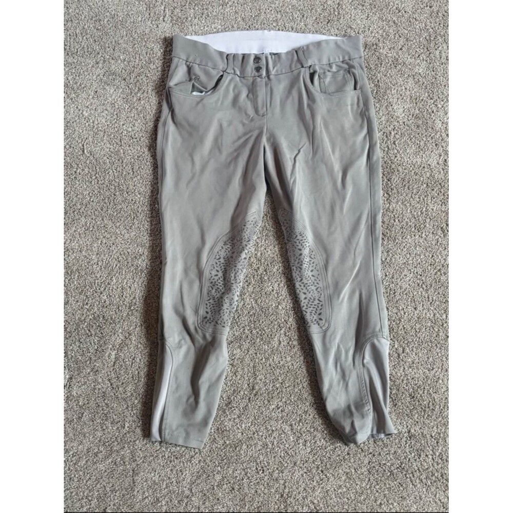 Piper by Smartpak Grayish Tan Silicone Knee Patch Riding Breeches- 36R- Used